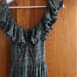 Doen forest green plaid maxi dress